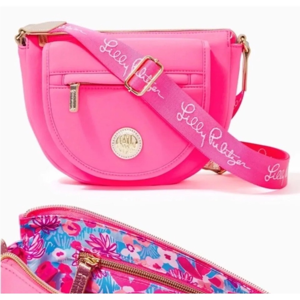 Lilly Pulitzer Neoprene Crossbody Bag Aura Pink Adjustable Crossbody Purse NWT
